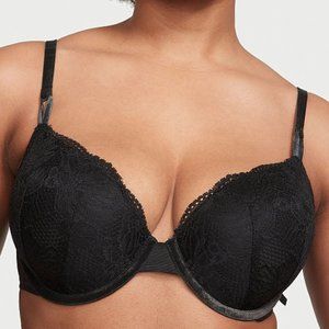 VICTORIA'S SECRET Sexy Tee Lace Lightly-Lined Demi Bra Black 32D